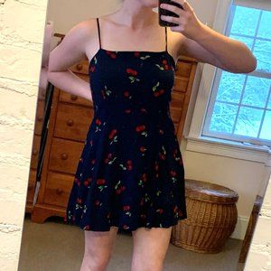 💕Square Neck Cherry Print Mini-Dress Size M